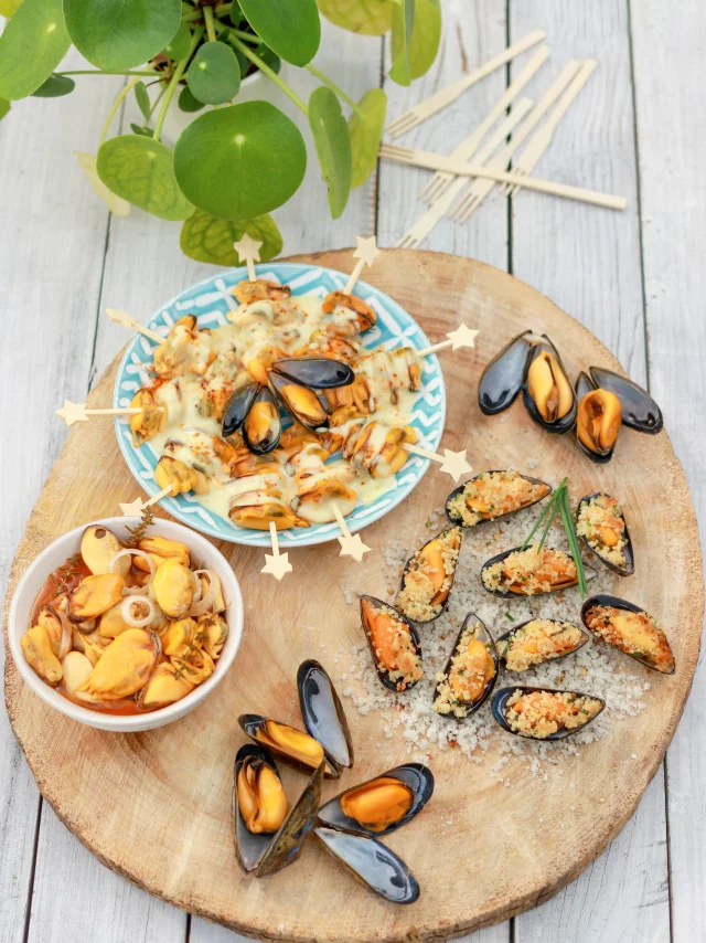 Trio de moules de bouchot de la Baie du Mont Saint-Michel