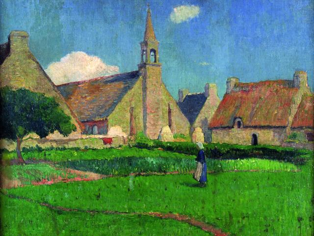 • Henry Moret (Cherbourg, 1856 – Paris, 1913), La chapelle du Pouldu (inv. 973.20.1), 1889, huile sur toile, 50 cm x 59,5 cm