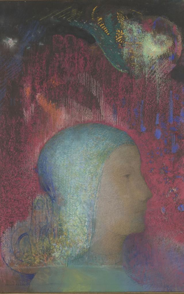Quimper - Les arpenteurs de rêve - Odilon Redon - Profil sur méandres rouges - Pastel sur papier - Musée d'Orsay